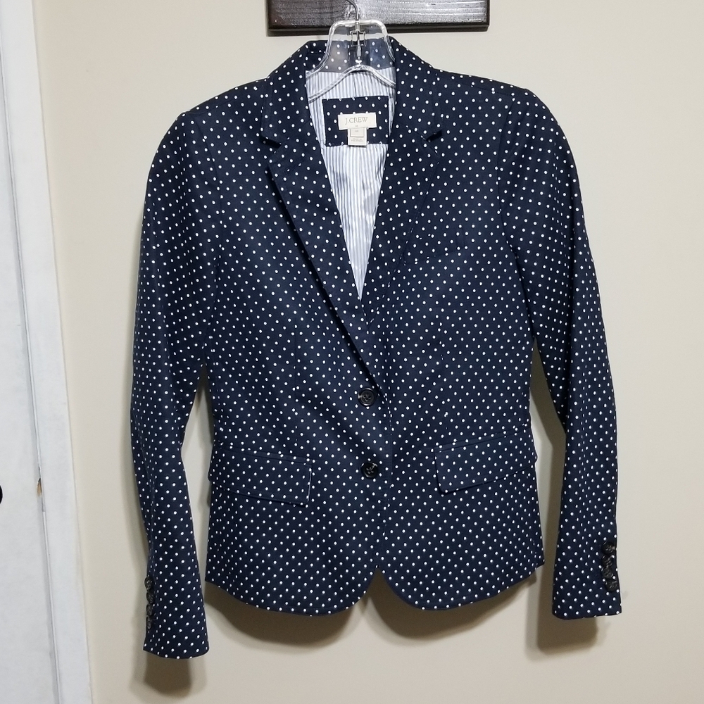 J. Crew Blazer 00 Navy Polka Dot Business Formal Luxury Nwotags